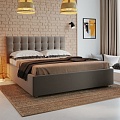 Кровать Perrino Ривьера (Triniti grey, 180х200, ножки 5 см хром, решетка Стандарт, с ящиком, дно 4 шт)