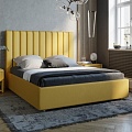 Кровать Perrino Альтаир (Triniti yellow, 160х200, ножки 5 см хром, решетка Стандарт, с ящиком, дно 4 шт)